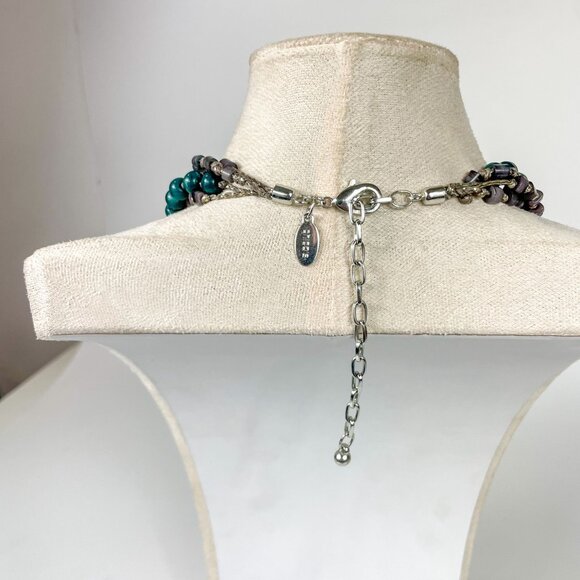 Chicos Annie Teal Multistrand Chunky Necklace Ocean Mermaid Beads - Picture 4 of 5